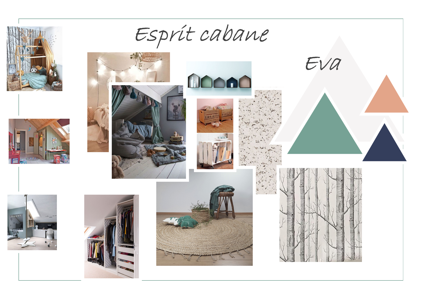 Moodboard ambiance cabane pour chambre enfant