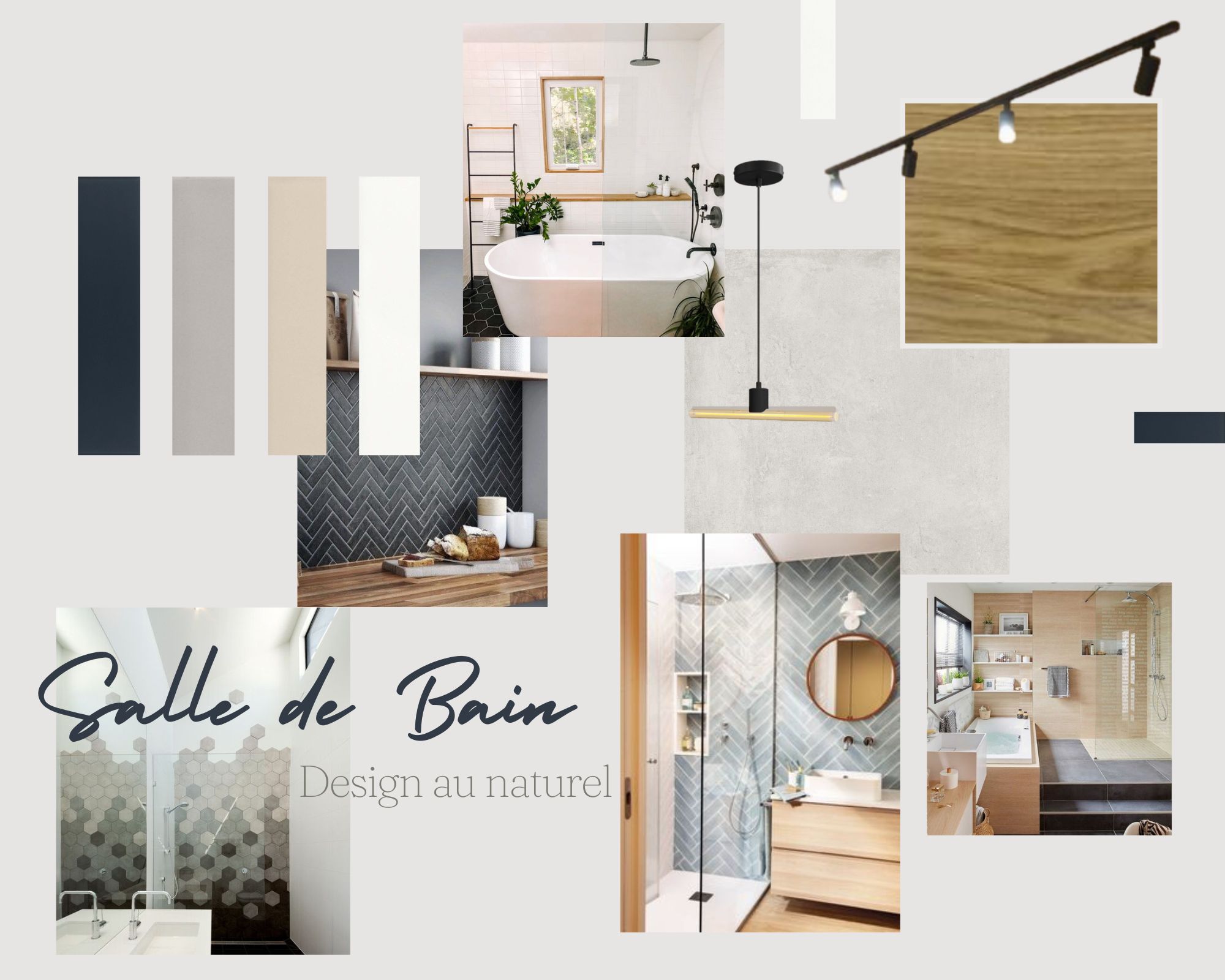 Moodboard salle de bain design et naturelle