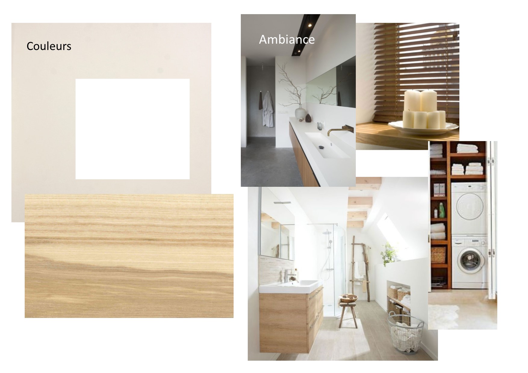 Moodboard ambiance zen et épurée pour une salle-de-bain